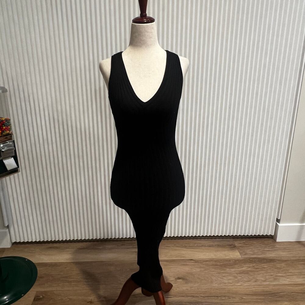 HERA COLLECTION Women's Sleeveless Rib Knit Dress Size S In Black